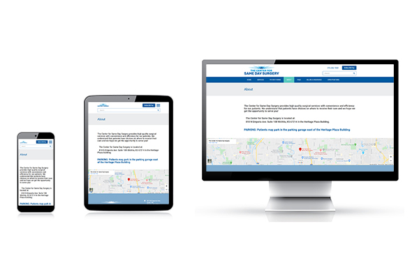 Mobile Responsive Website Design for Center for Same Day Surgery by Pen Publishing Interactive of Wichita, Kansas