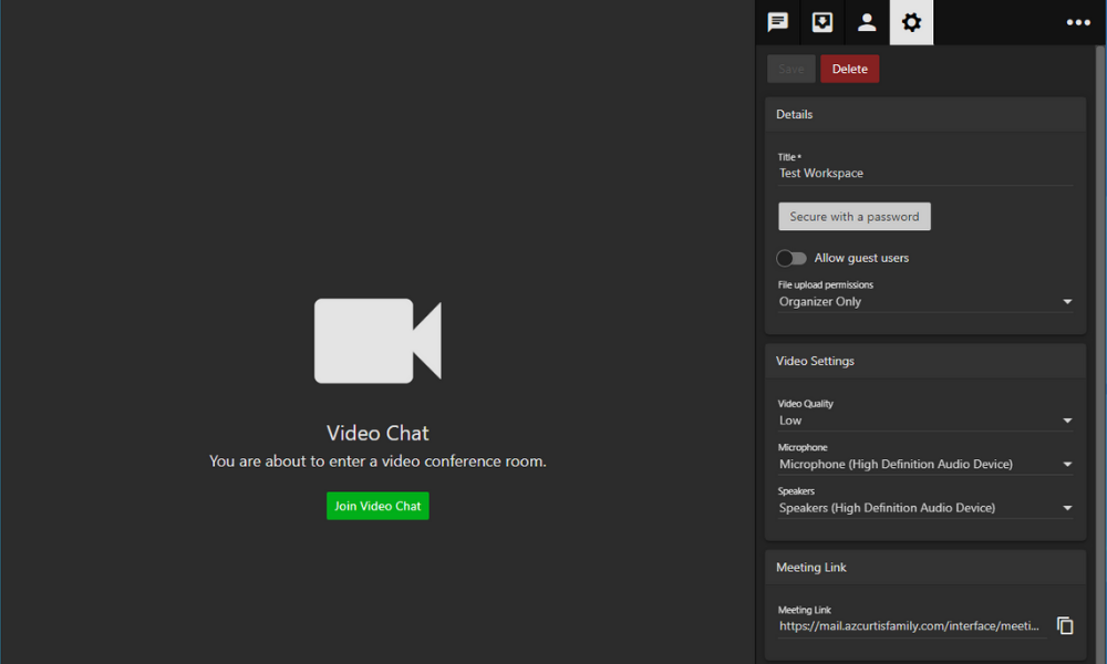 Video chat link