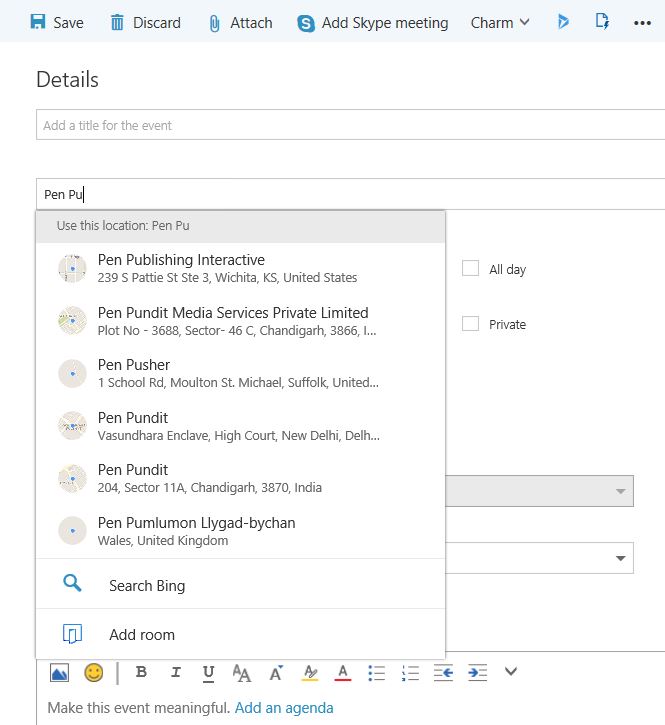 Office 365 Outlook email shared calendar poll