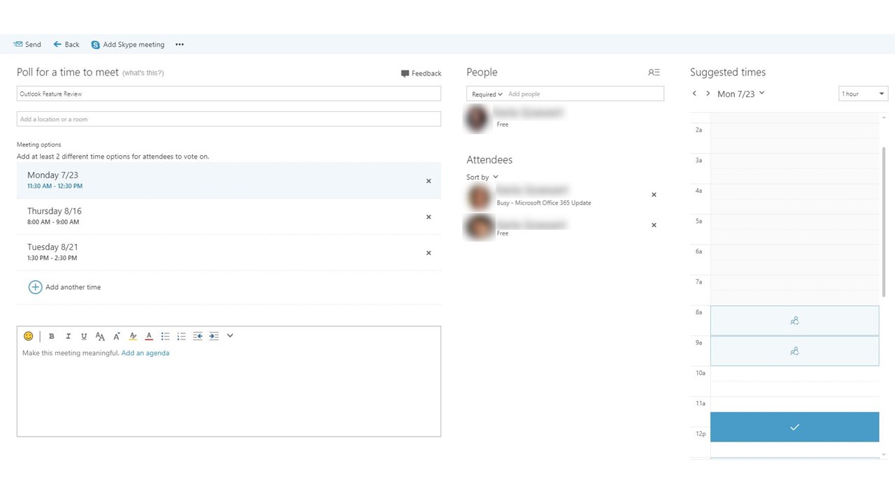 Microsoft Office 365 Outlook Shared Calendar Polls