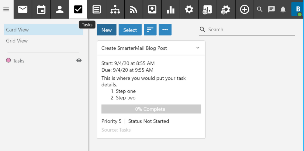 smartermail creating and using tasks to stay organized