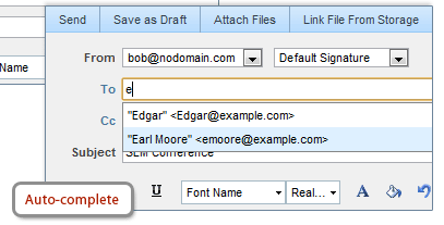 Webmail Auto Complete Feature